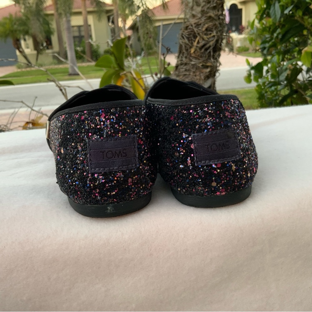 Tom’s Alpargata BlackBerry Sparkle Glitter Sz 7.5 VGUNavy Blue Cocktail Party - Picture 7 of 10